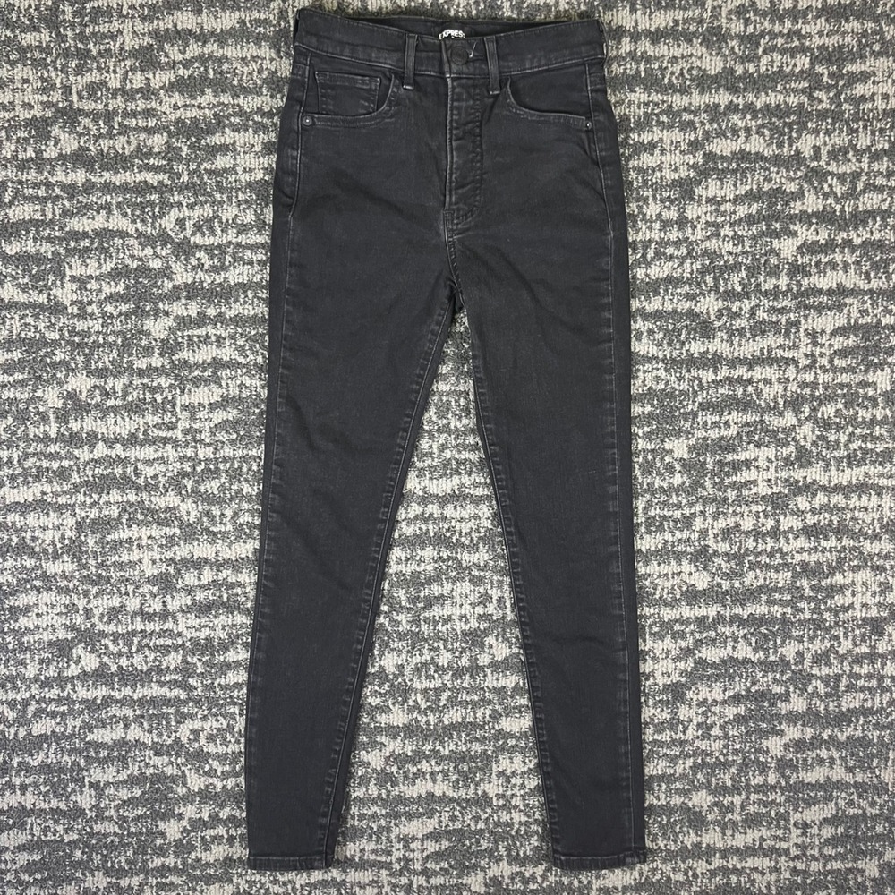 Express Skinny Jeans Womens 0R Black High Rise Hyper Stretch Denim 027190434